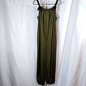Source Unknown Olive Green Tie-Strap Jumpsuit with Black Straps